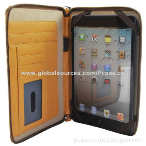 Zipper Briefcase Type PU Leather Case for iPad Mini, with Credit Card Pockets Inside